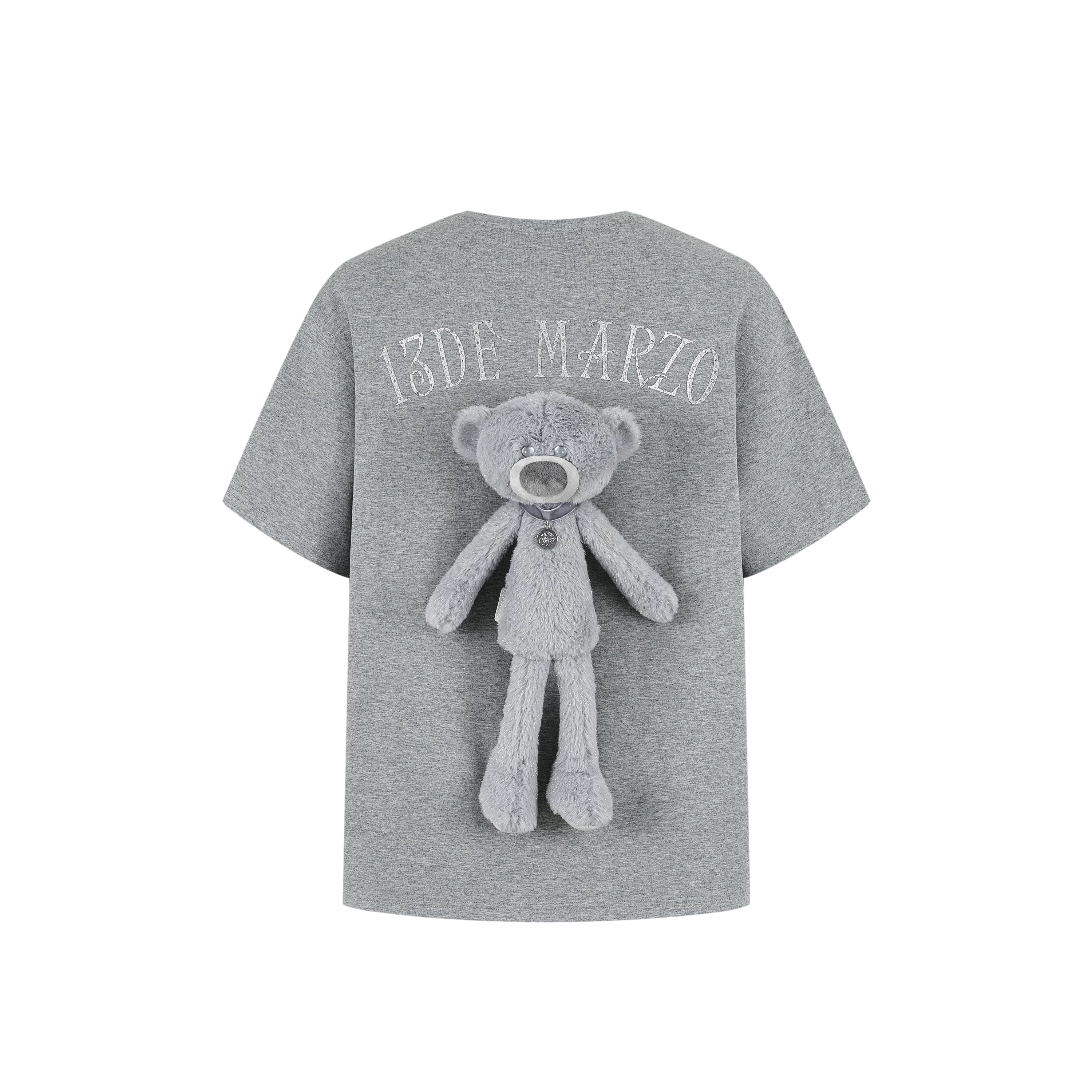 Unisex Silver Bear Print Loose T-shirt