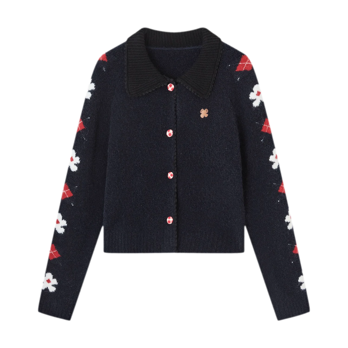 Gilet jacquard floral duveteux