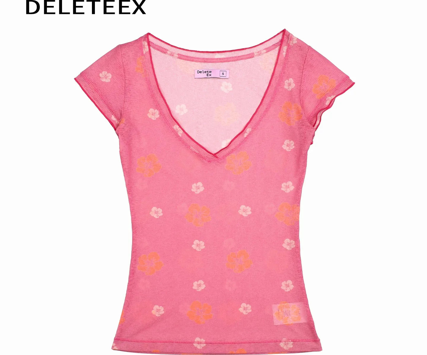 Floral V-Neck Fitted Tee