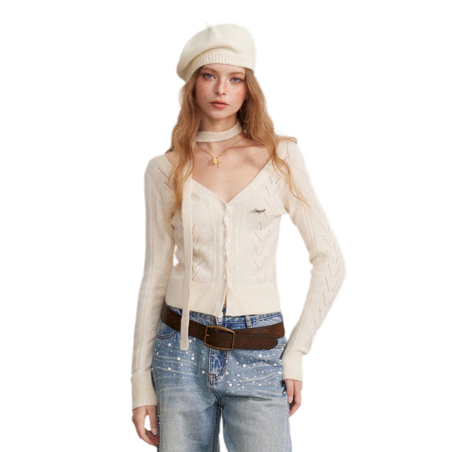 Openwork Reversible Knit Top