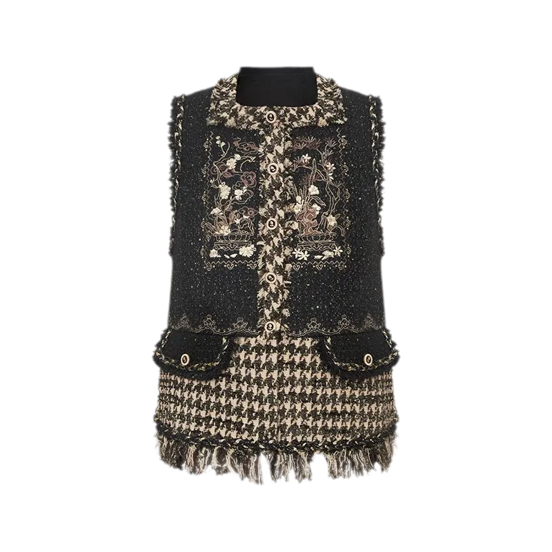 金墨松烟 Gold Ink Pine Vest Pleated Skirt Set