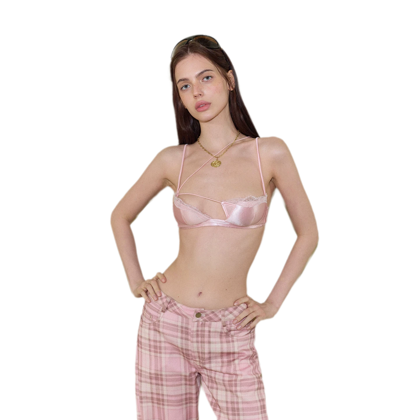 Summer Vintage Satin Triangle Cup Lace Camisole