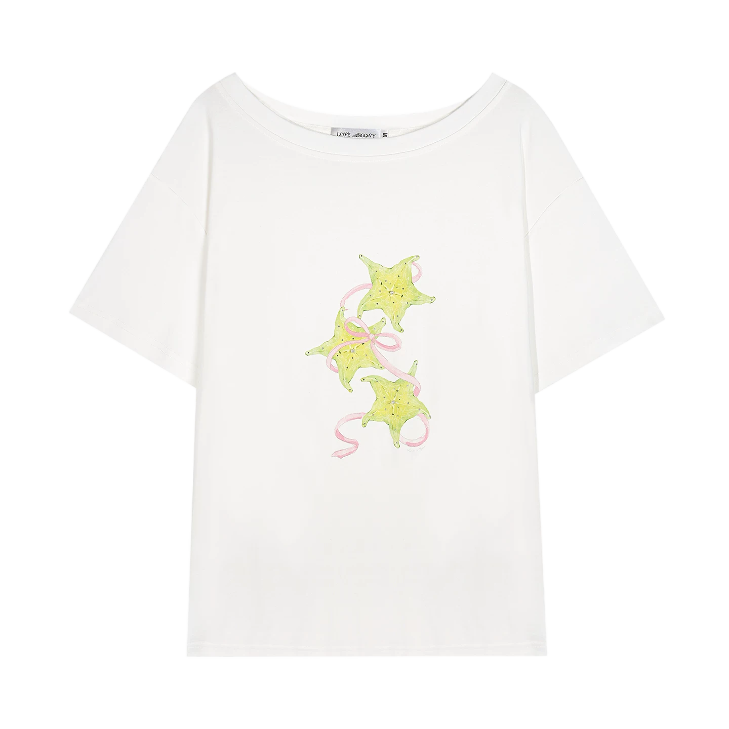 Asymmetrical Starfruit Print T-shirt
