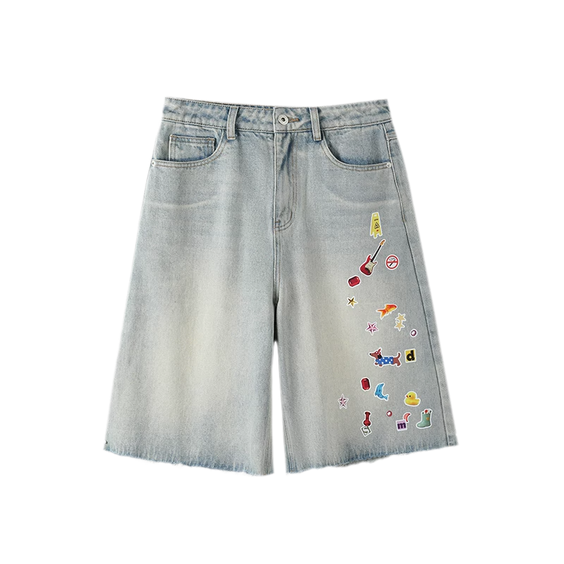 Sticker Design Denim Pants