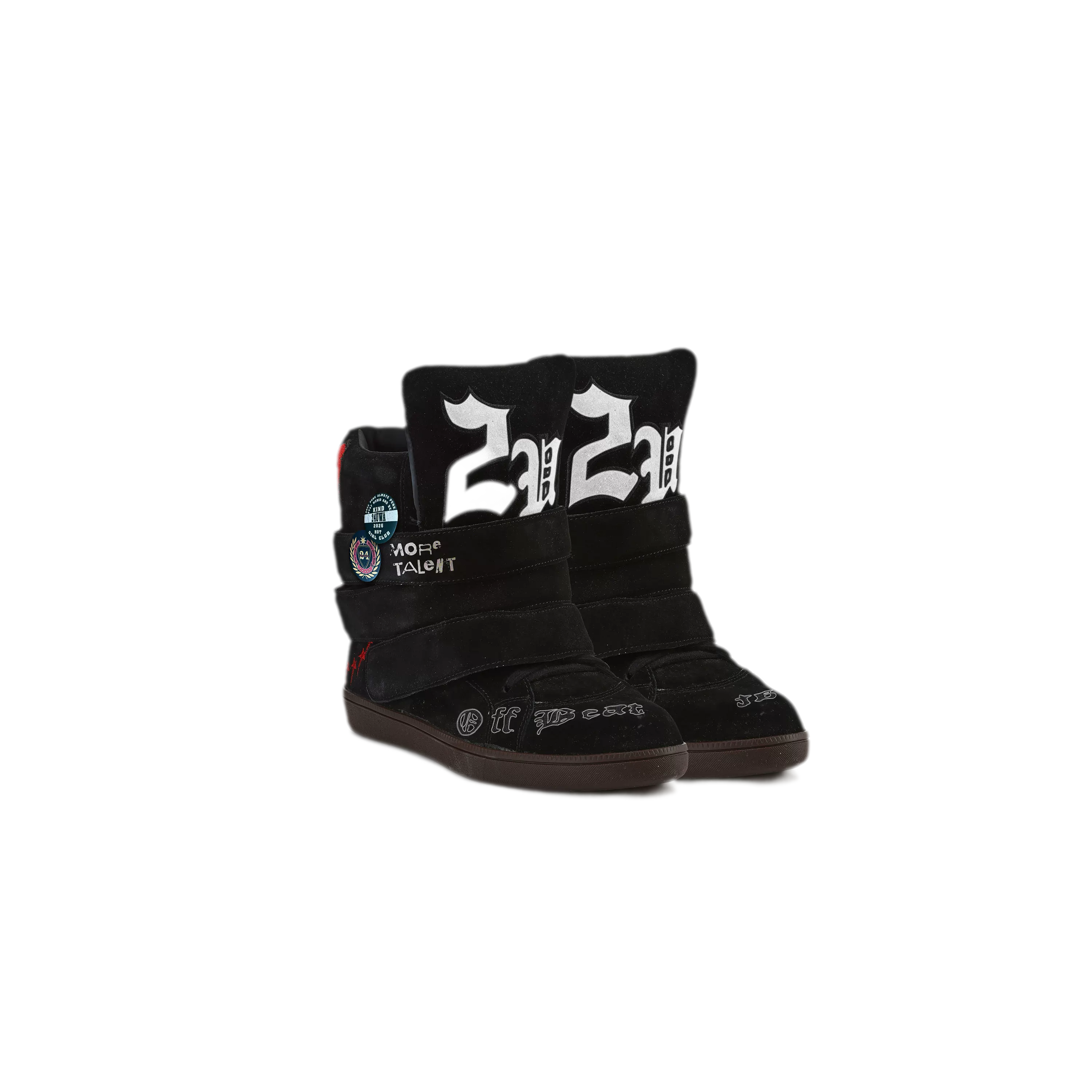 24ANS x UWA Embroidered Suede High-Top Sneakers