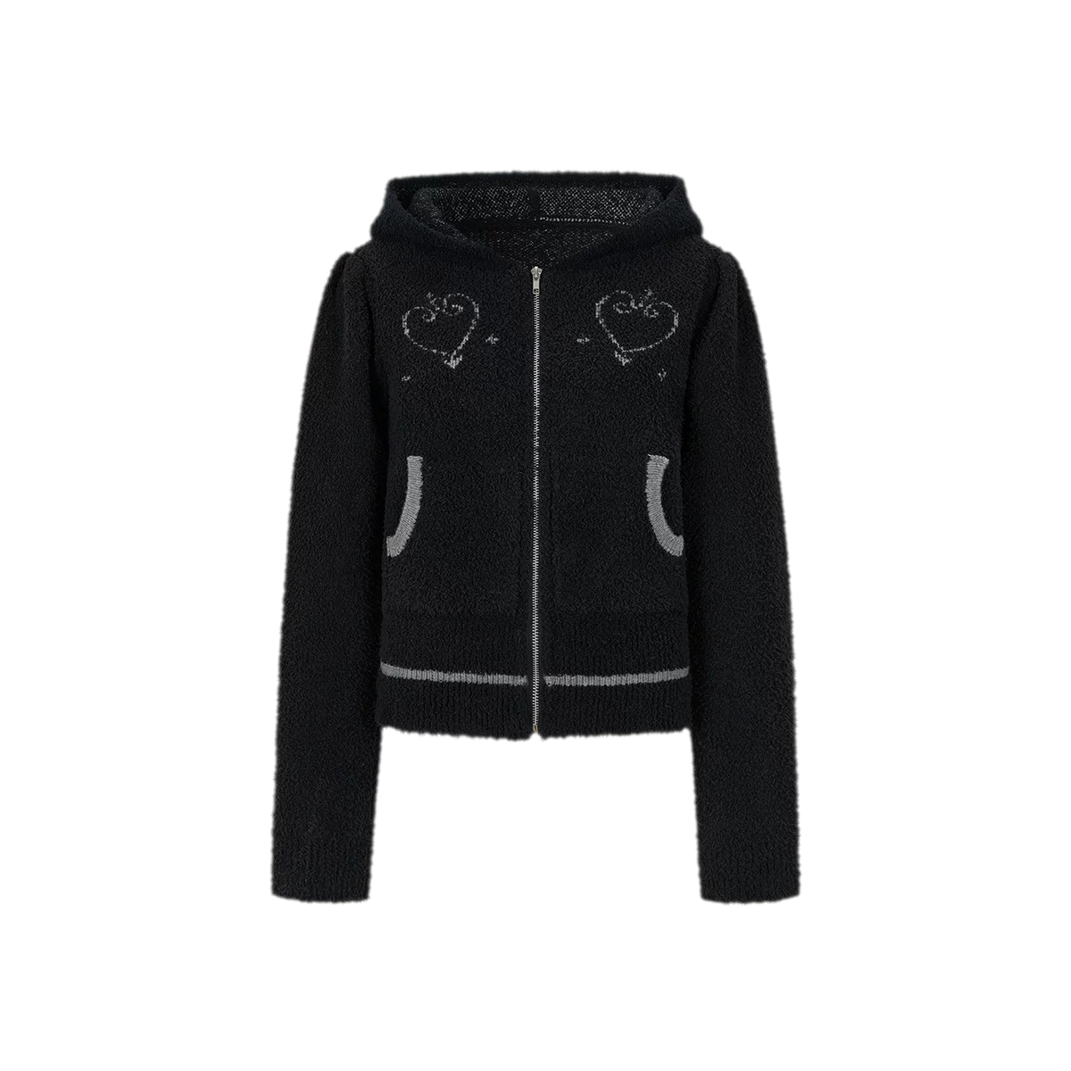 Veste en maille courte à cœur contrastant