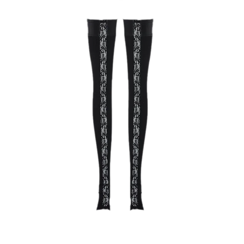 Lace Panel Overknee Socks