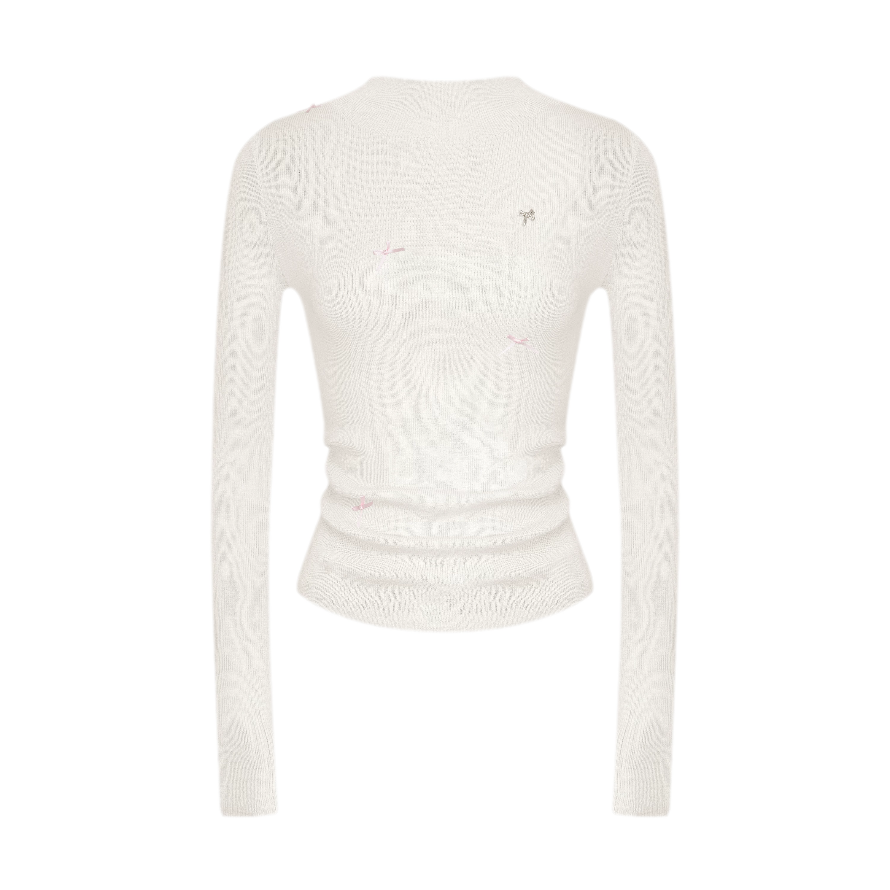 Fine Wool Ruched Bow Top