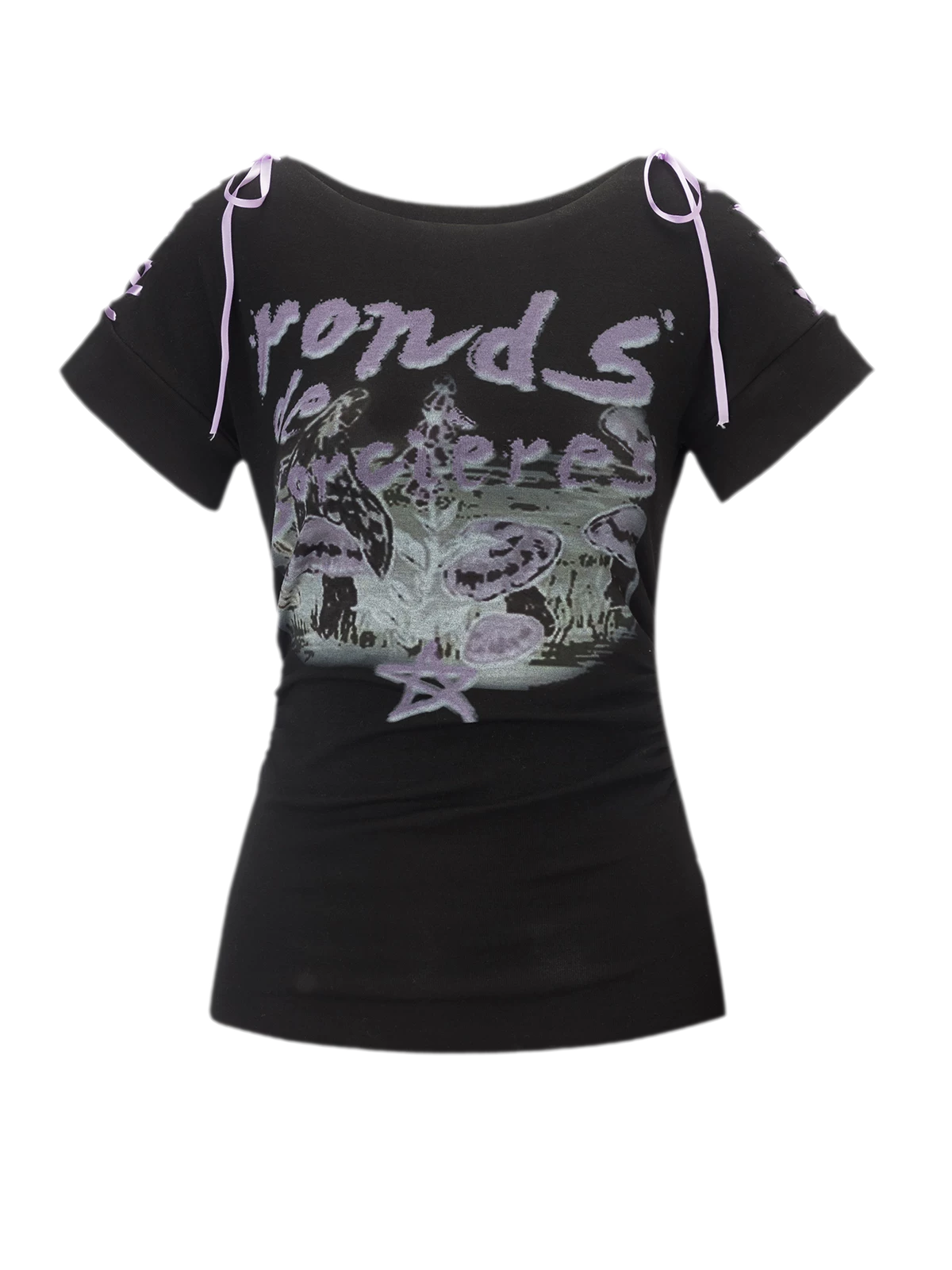 Graphic Tie Shoulder T-Shirt