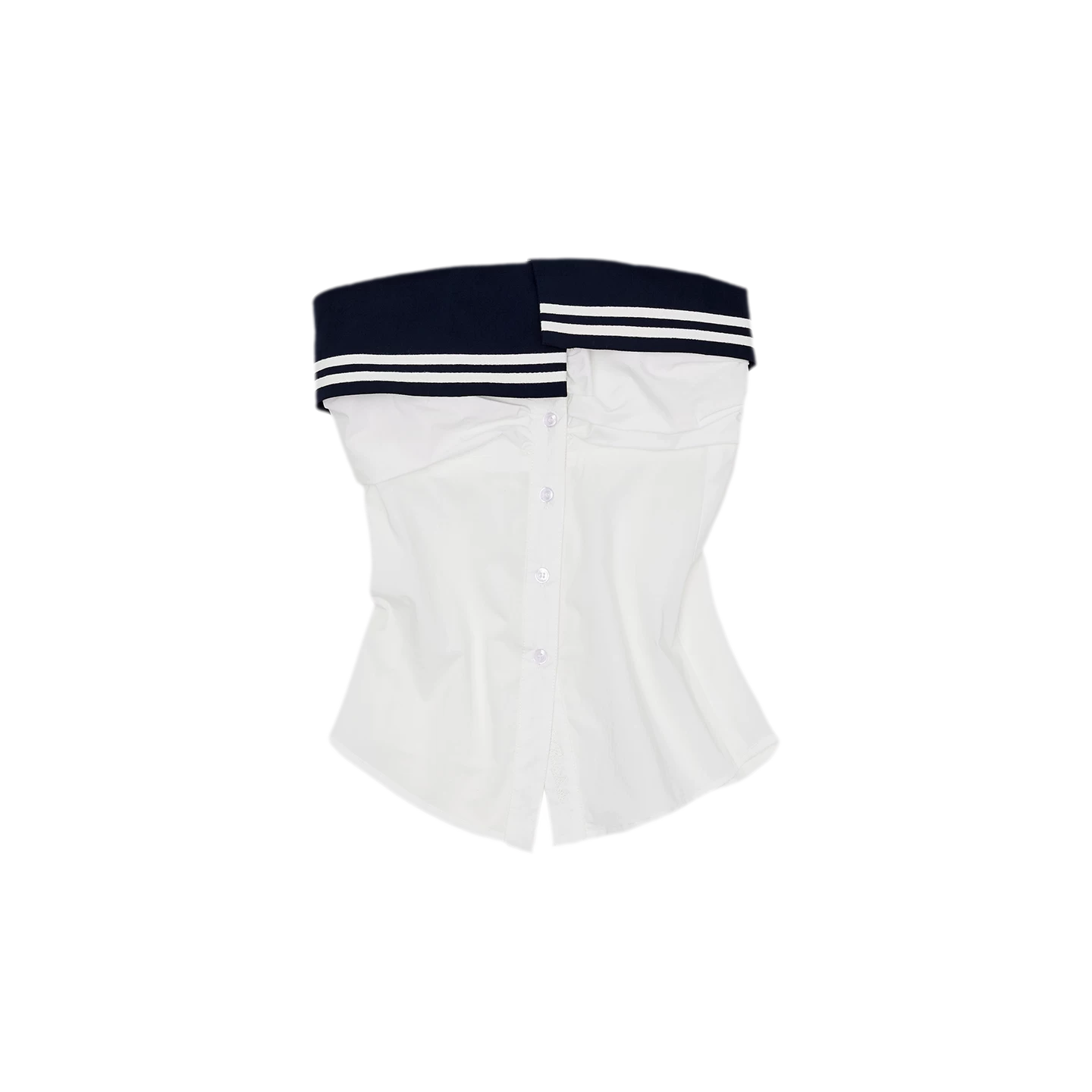 Irregular Navy Collar Sleeveless Shirt