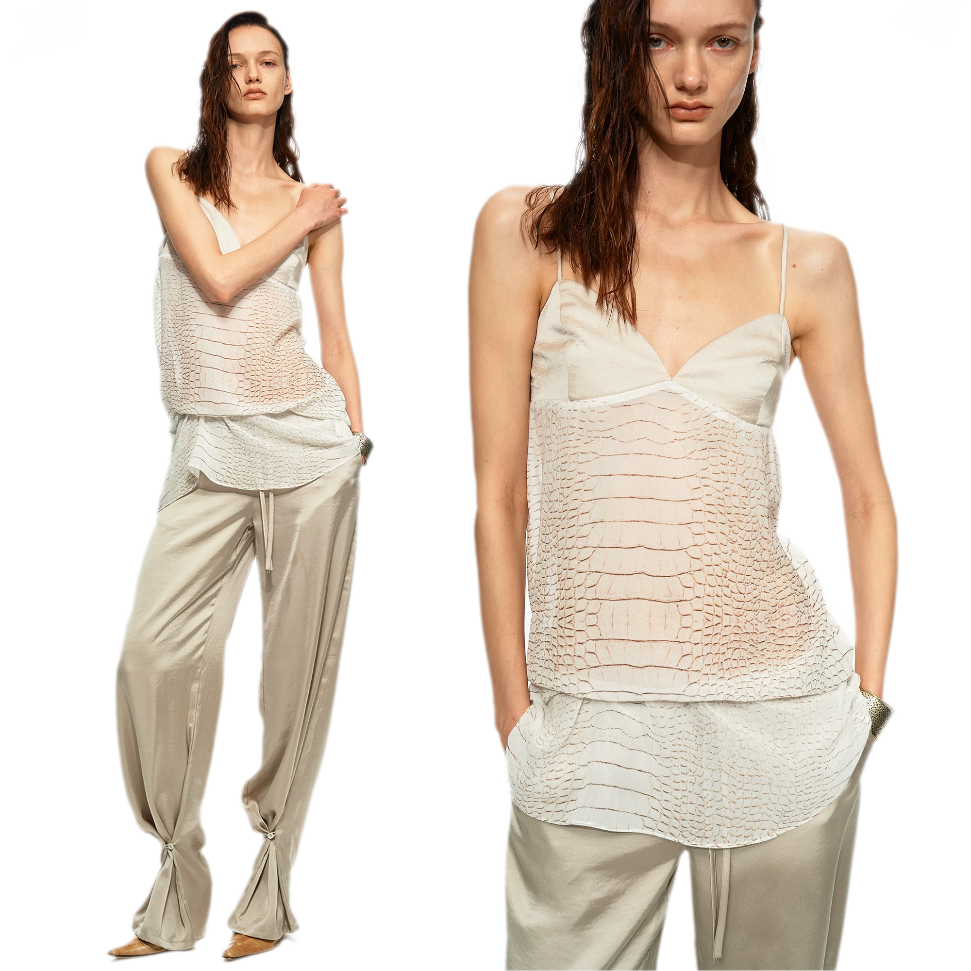 Sheer Satin Snake Camisole