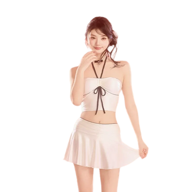 Pearl White Three-Piece Swimsuit