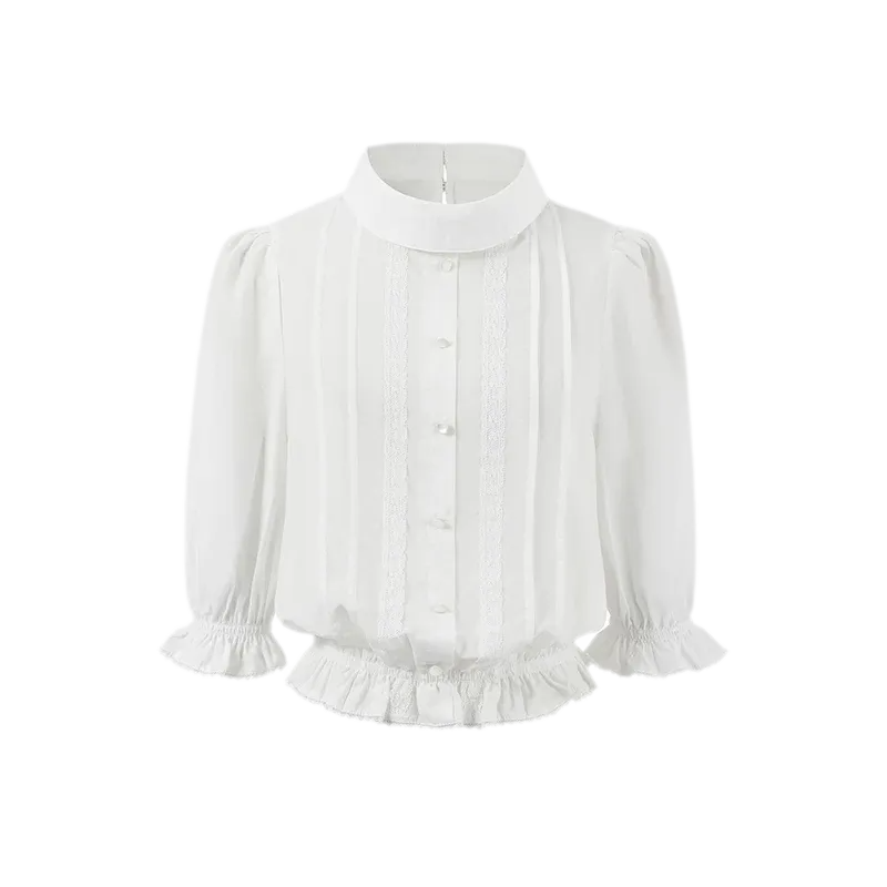 Lyocell Ruffle Cropped Blouse