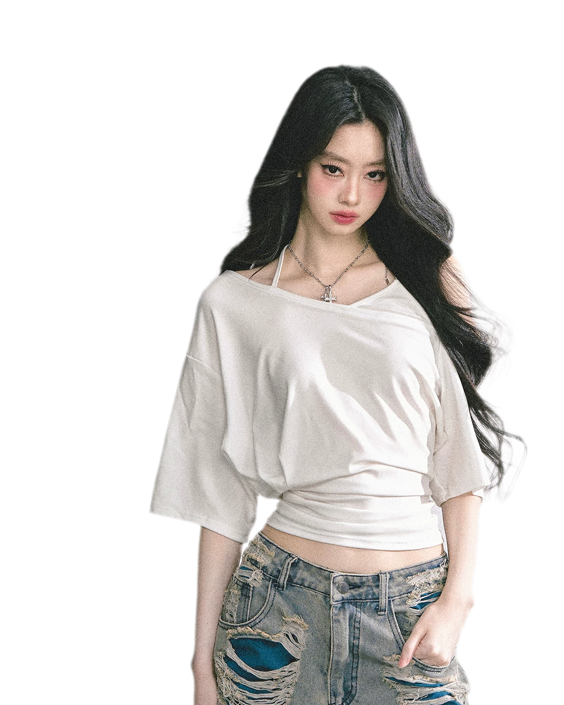 Asymmetric Beaded Off-Shoulder Top