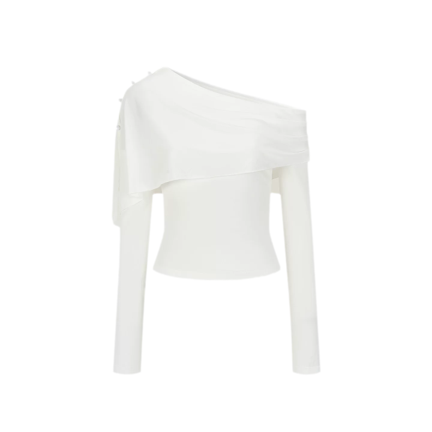 Asymmetrical Button Shoulder Top