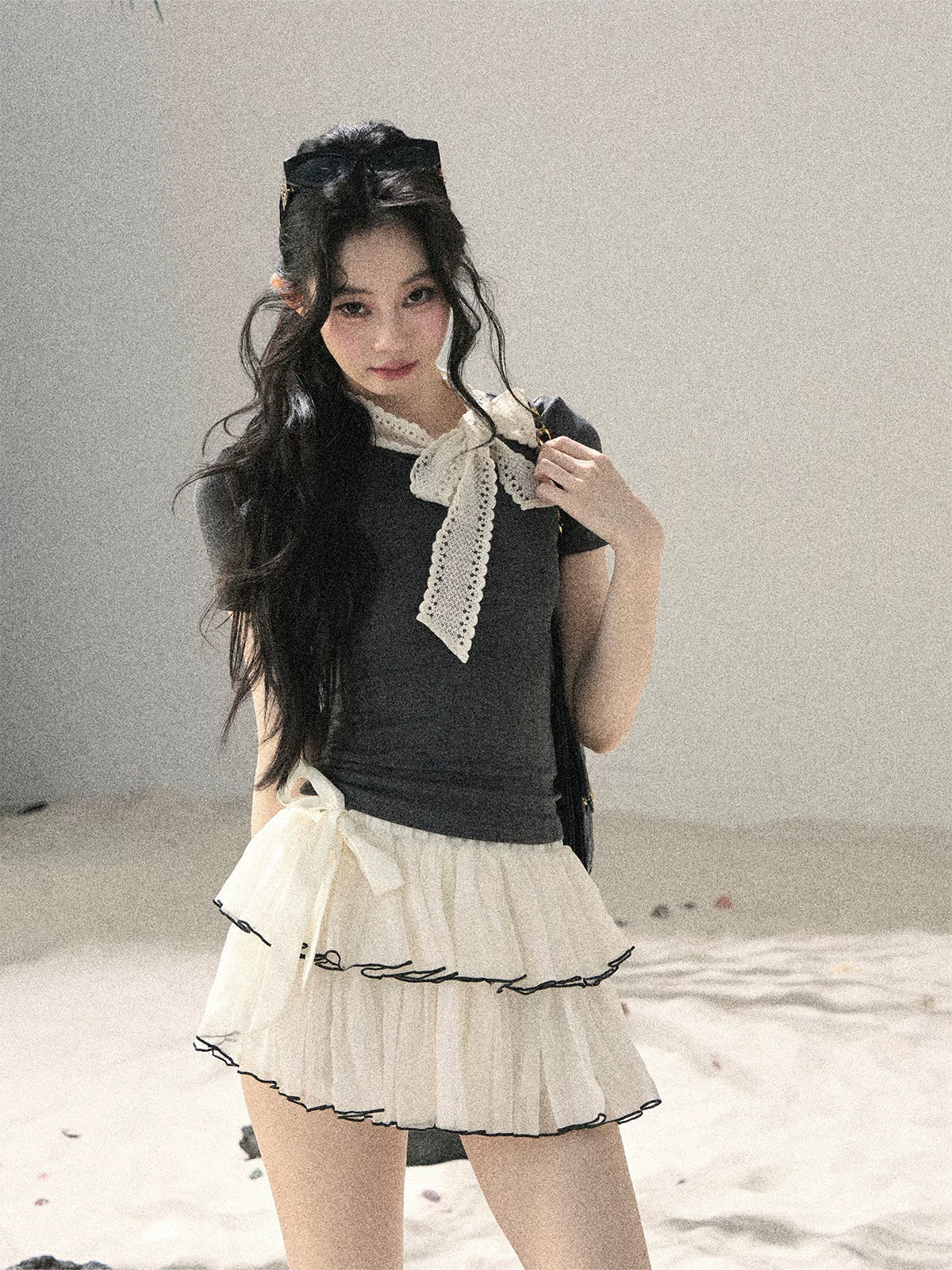 Grey Bow Short T-Shirt
