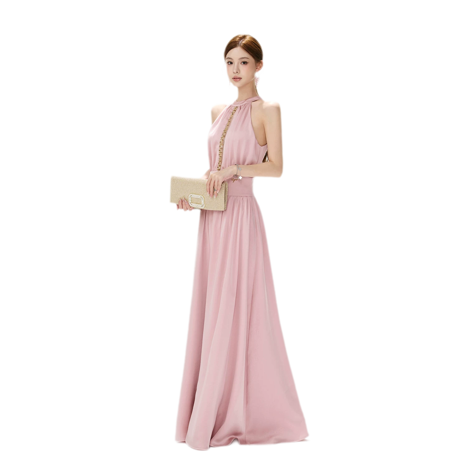 Rhinestone Halter Maxi Dress