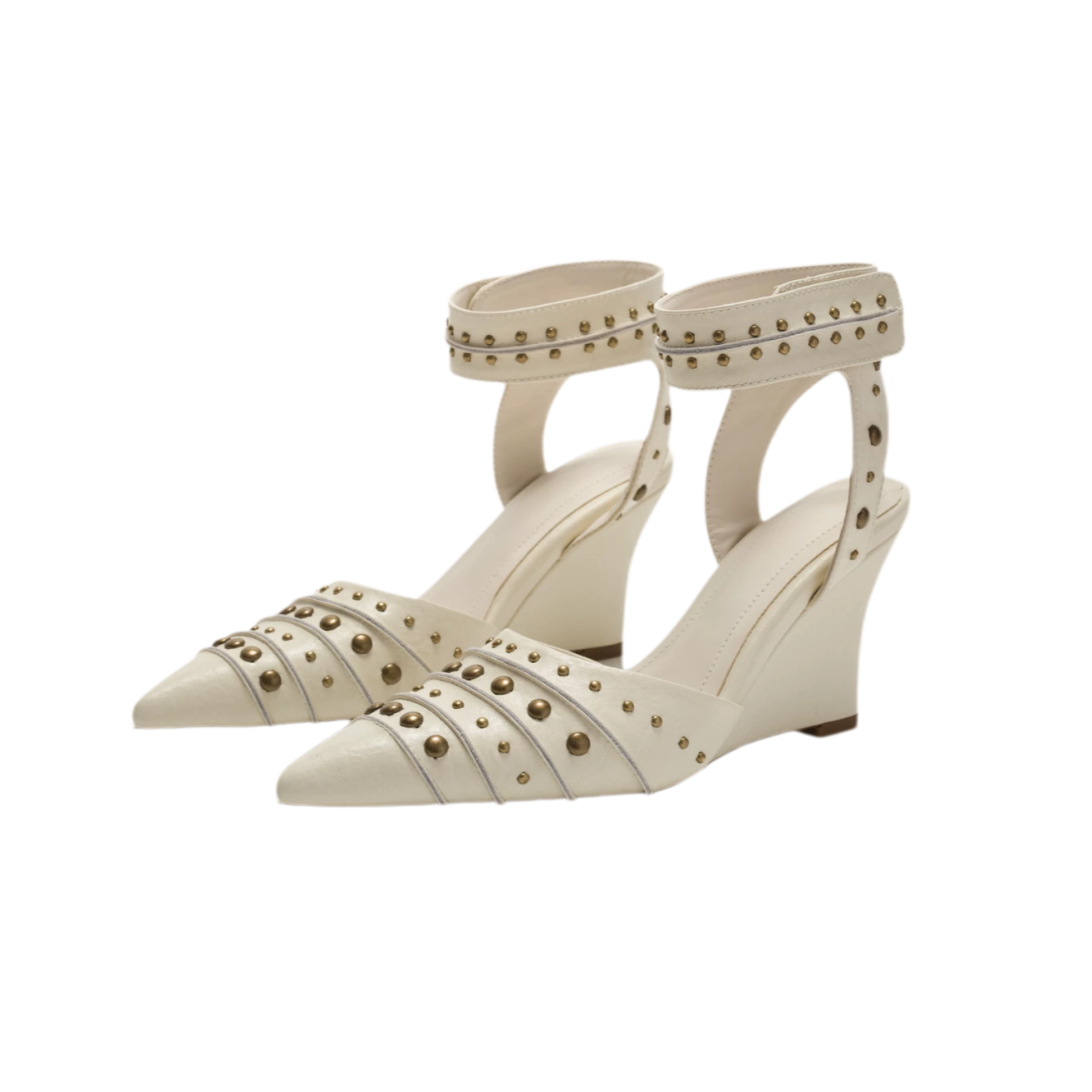 Studded Pointed-Toe Wedge Sandals