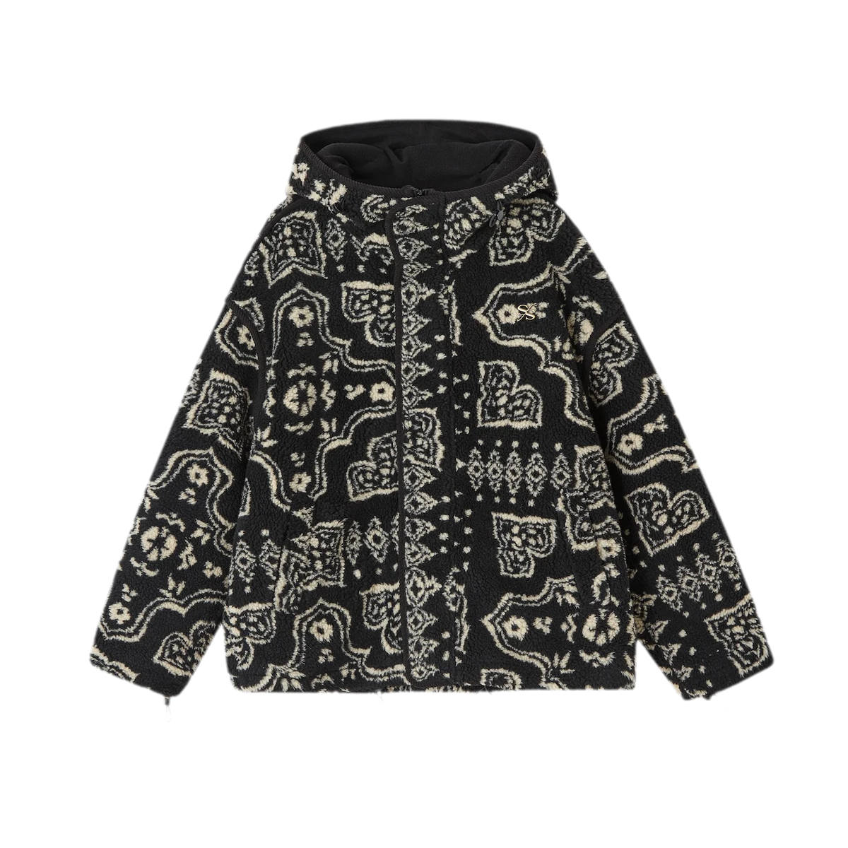 Jacquard Plush Fleece Hooded Jacket