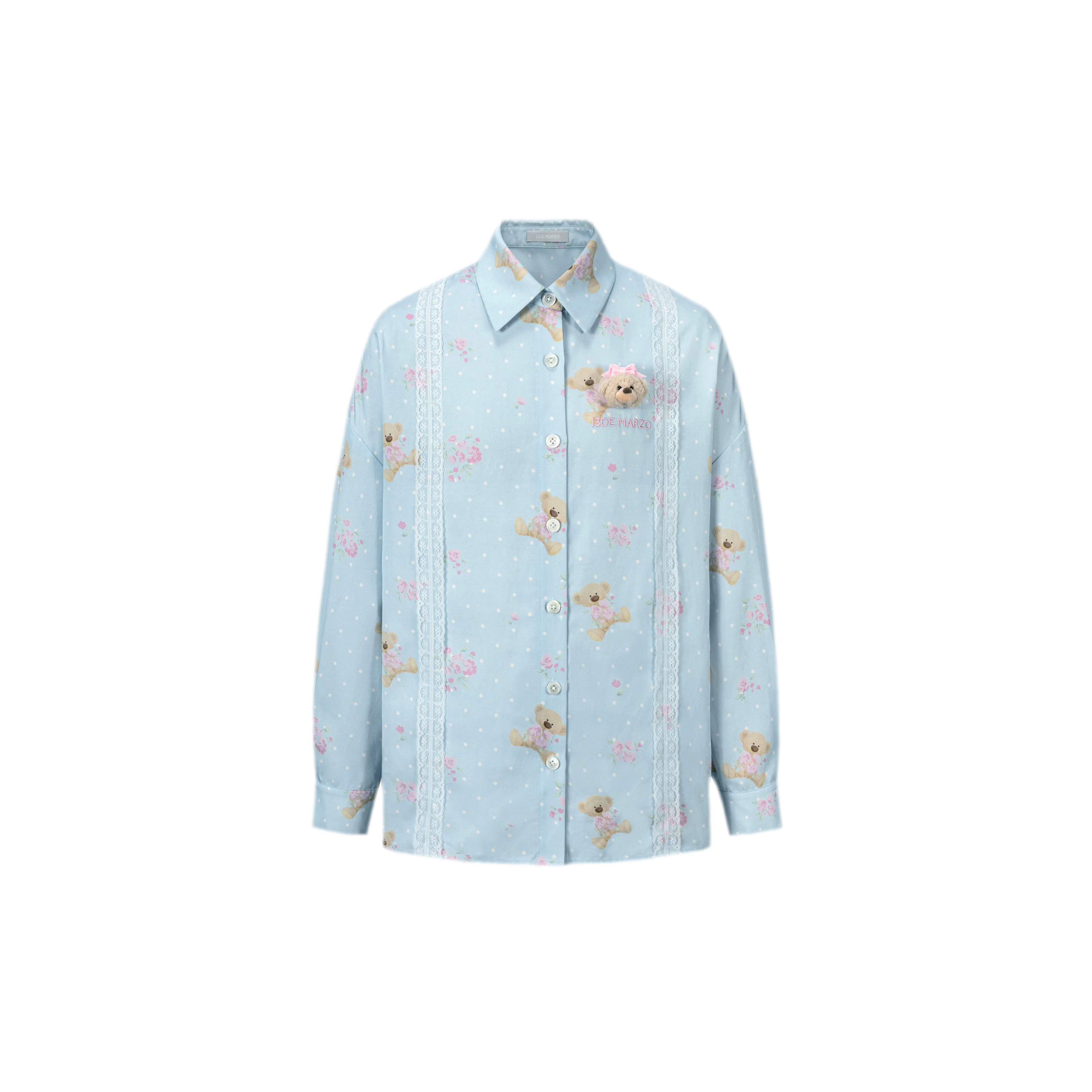 Floral Lace Trim Shirt