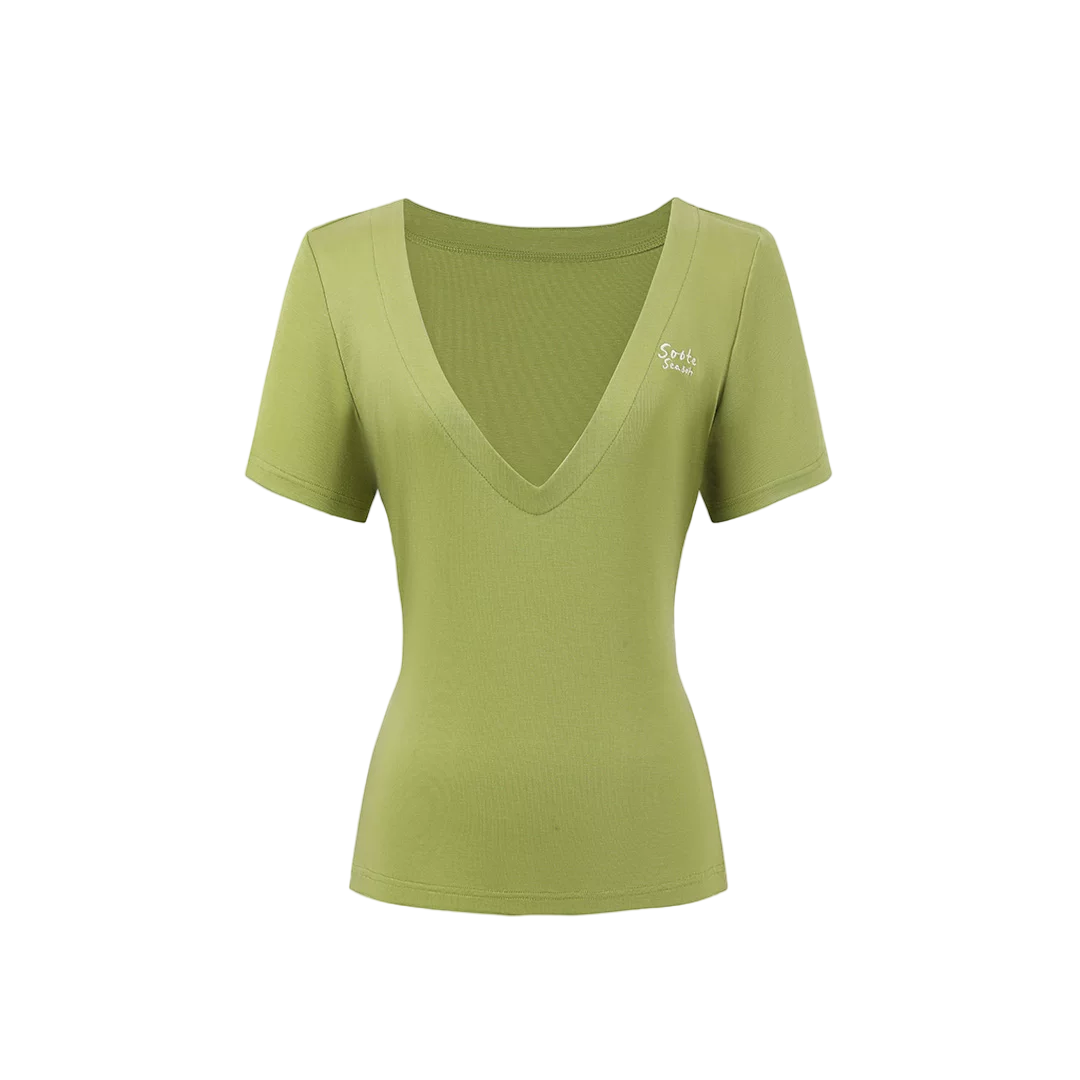 Original Lyocell Colorblock V-Neck Two-Piece Set