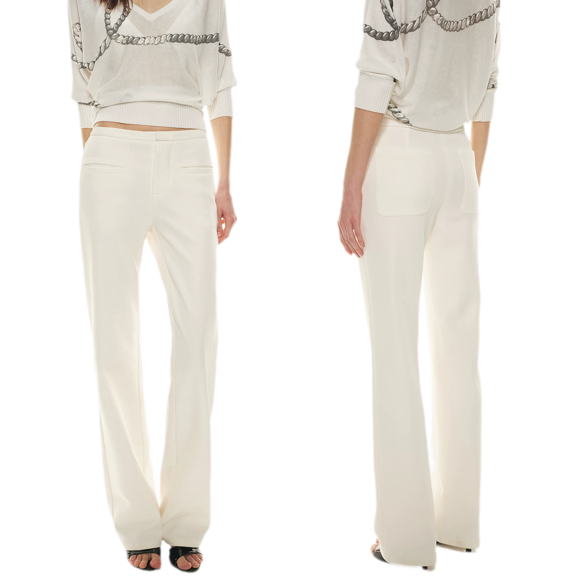 Classic Off-White Slim Straight Trousers
