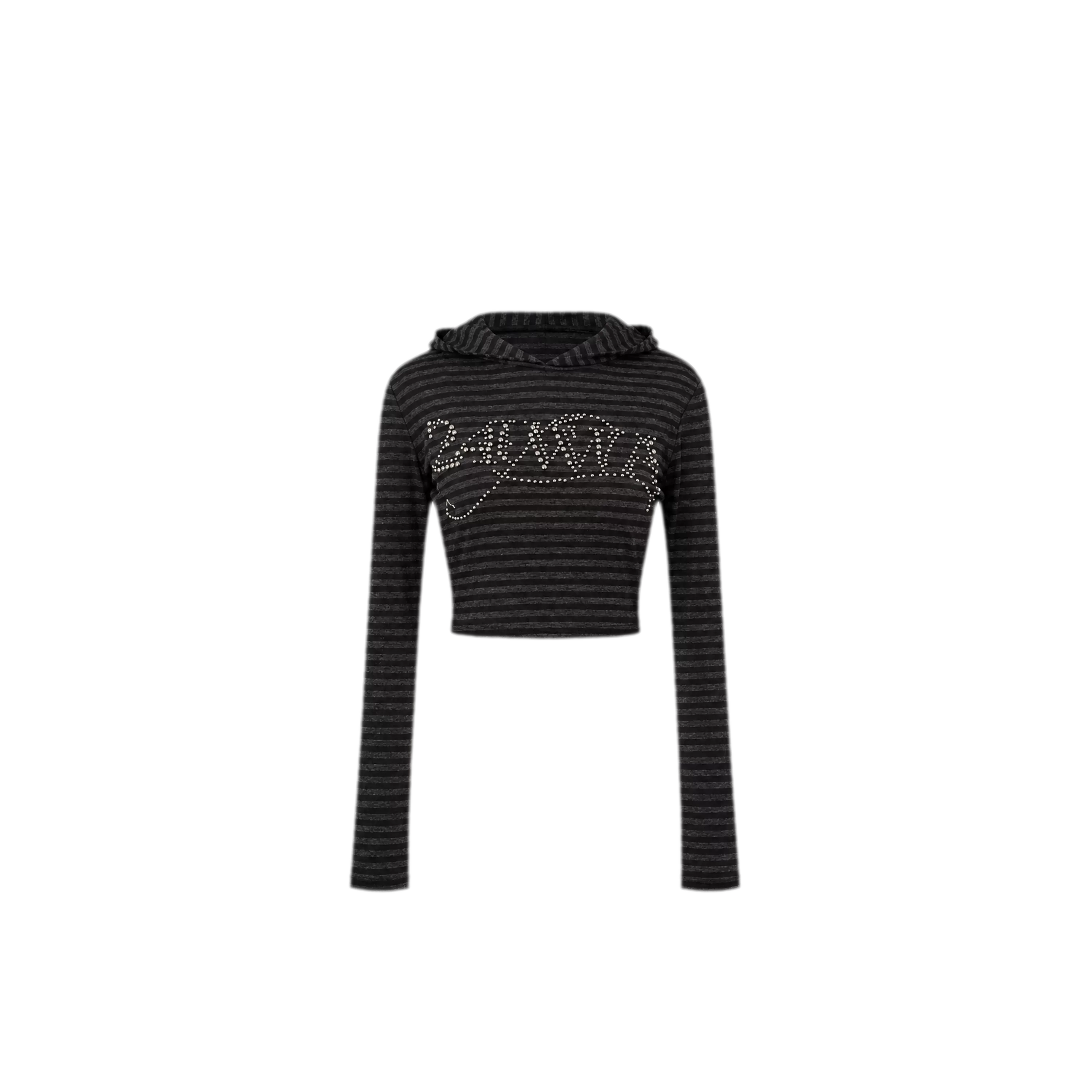 Rhinestone Cropped Hooded T-Shirt