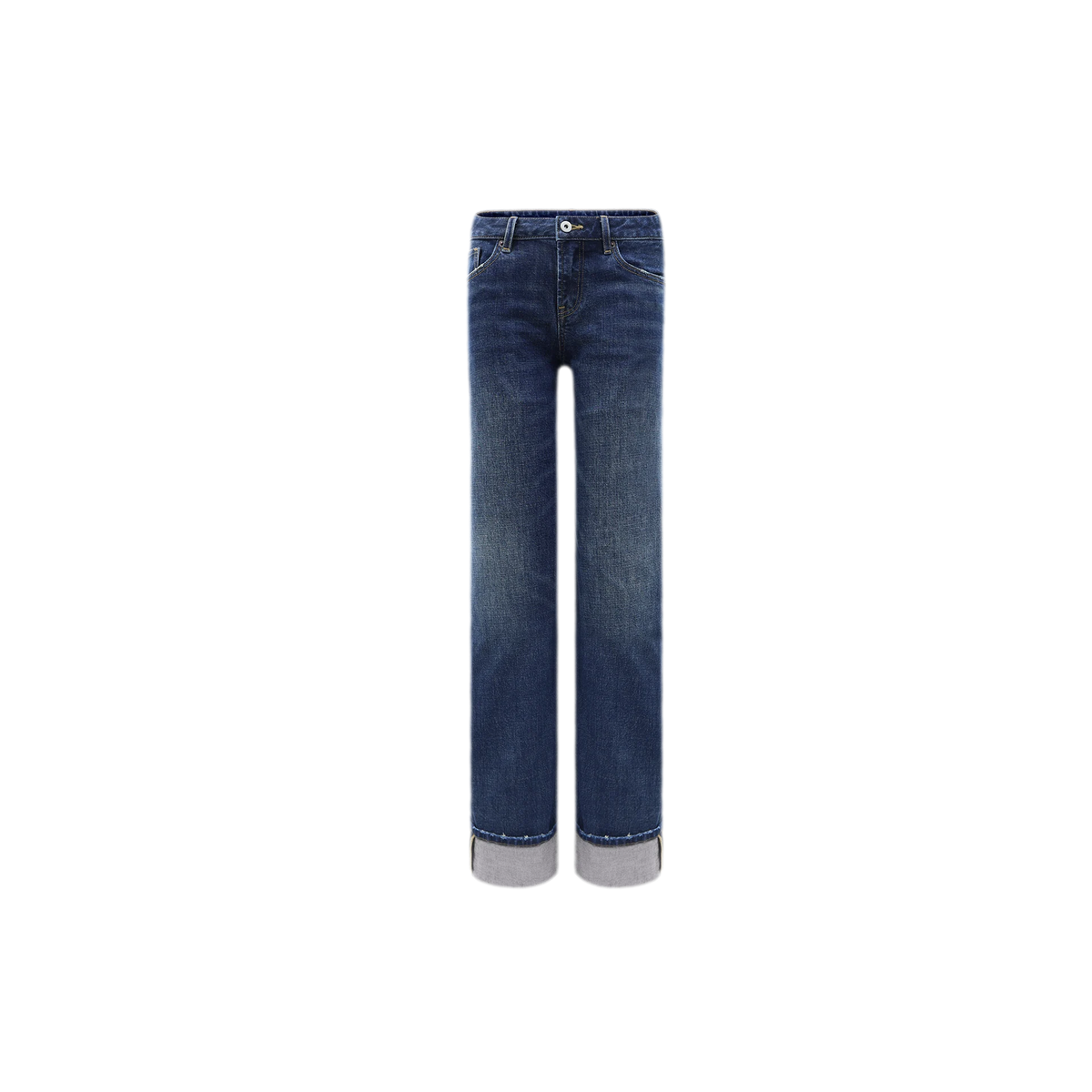 Jean droit à revers taille mi-basse
