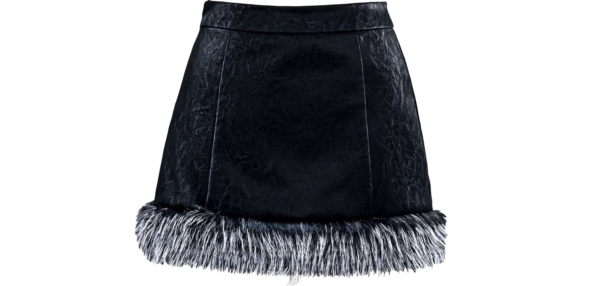 Textured Faux-Leather High-Waisted Skirt