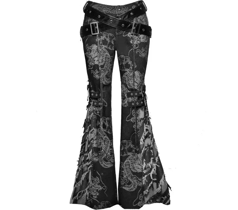 Dragon Graphic Flared Jeans