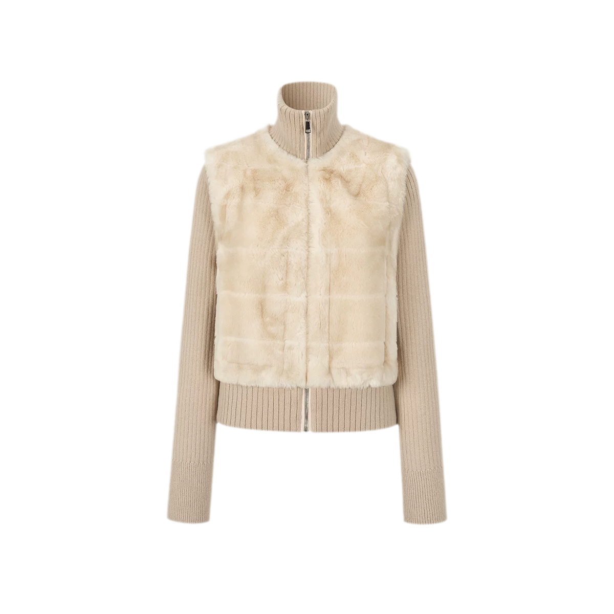 Verkürzte Reißverschlussjacke aus Kunstfell