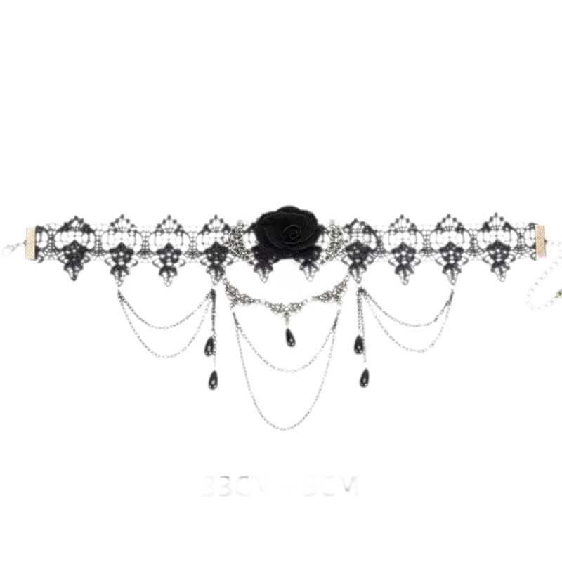 Vòng cổ choker hoa hồng phong cách Gothic