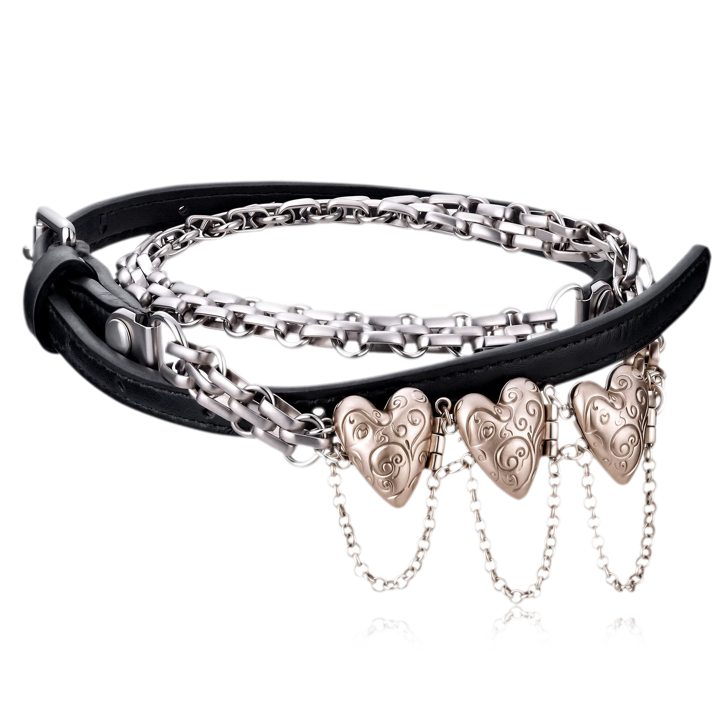 Punk Retro Heart Layered Strap Choker Waist Chain