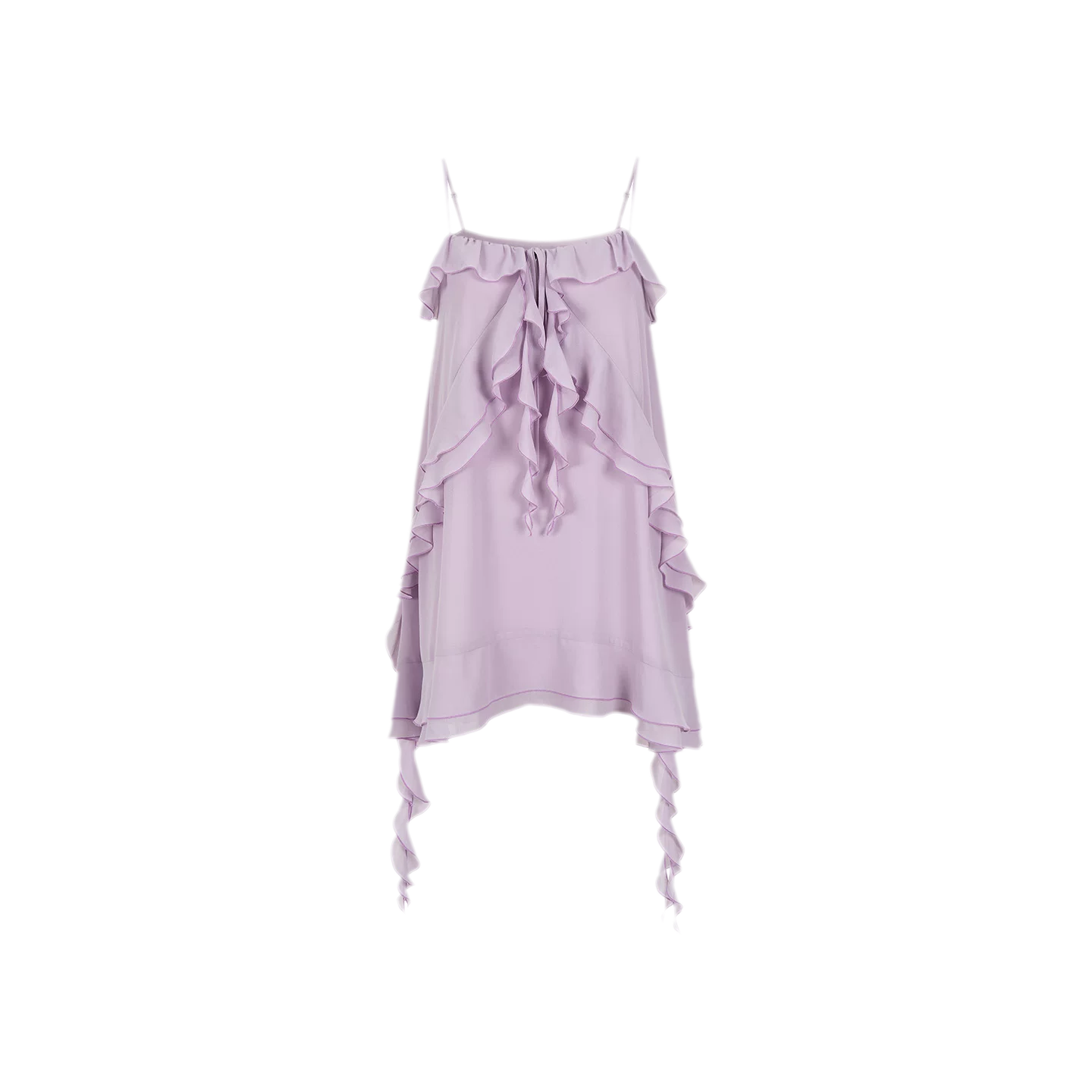 Lavender Purple Chiffon Ruffle Summer Dress