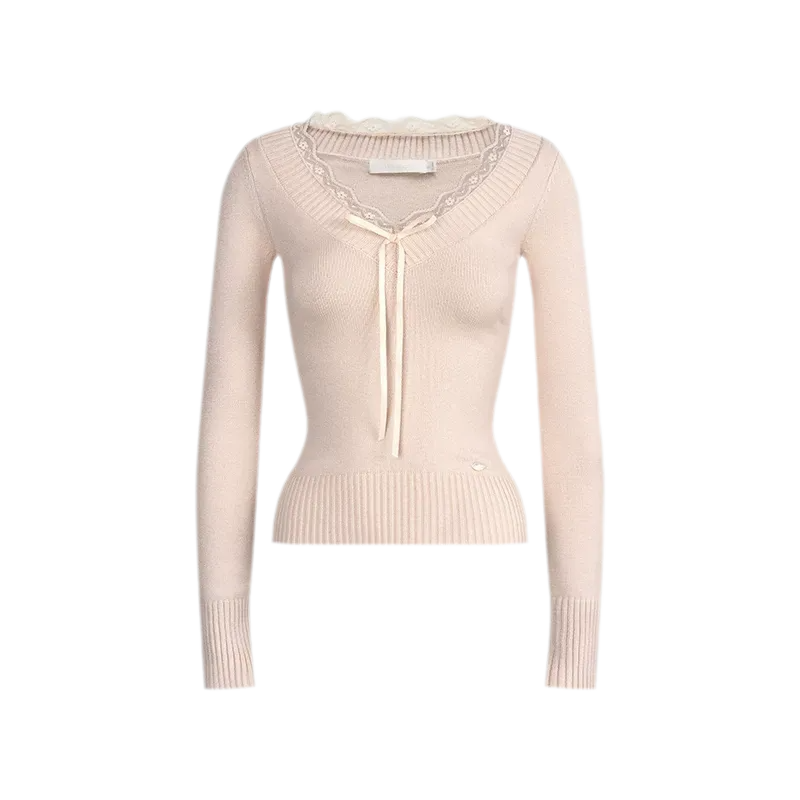 Lace Bow Knit Top