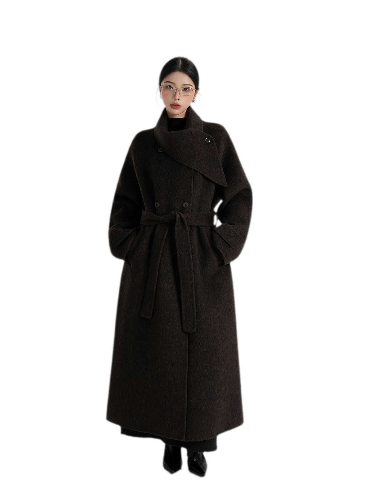 Handstitched Shawl Collar Wool Coat