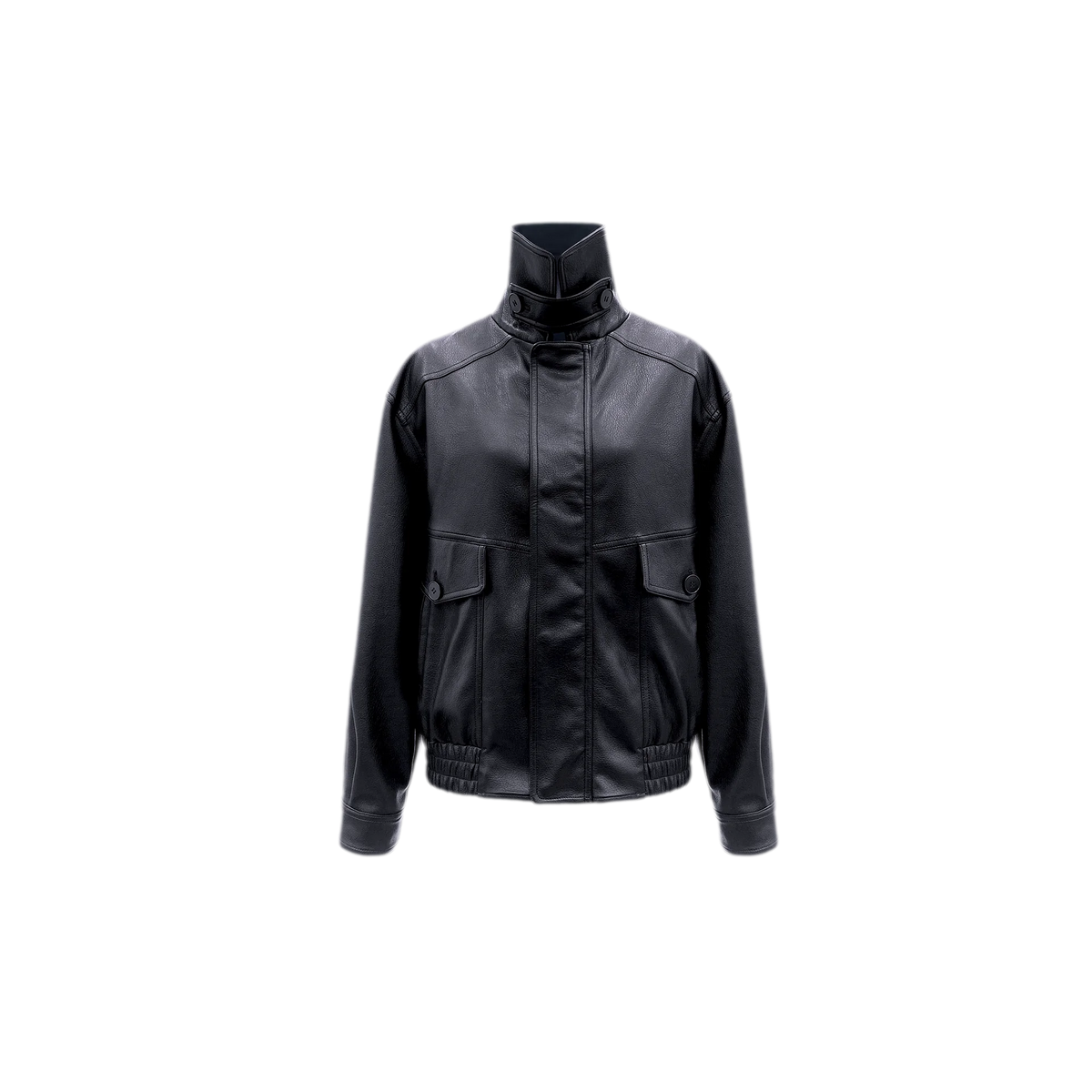 纹理仿皮立领夹克