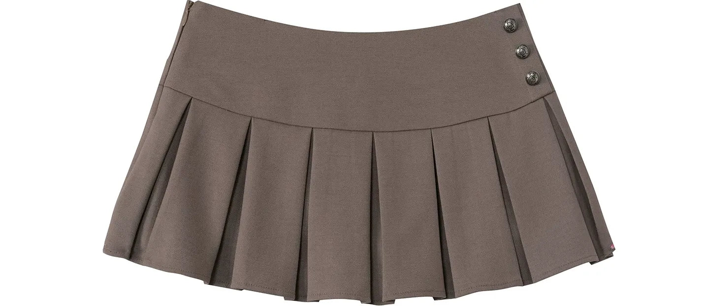 Pleated A-Line Mini Skirt