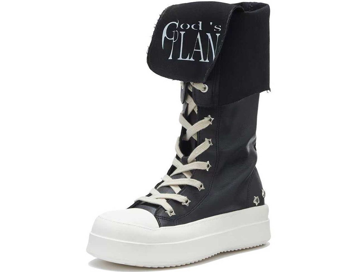 Lace-Up Platform Knee-High Boots