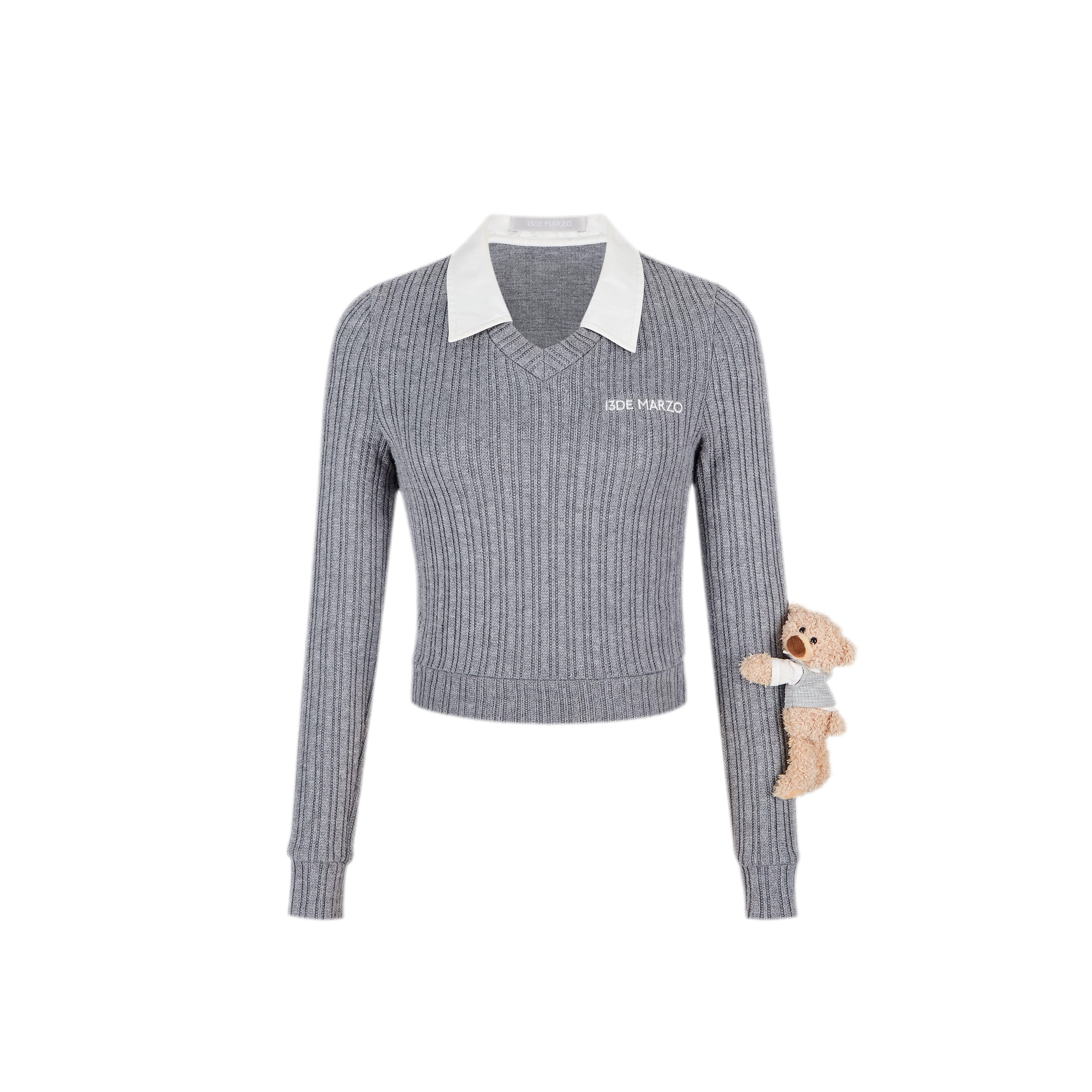 Faux Layered V-neck Sweater