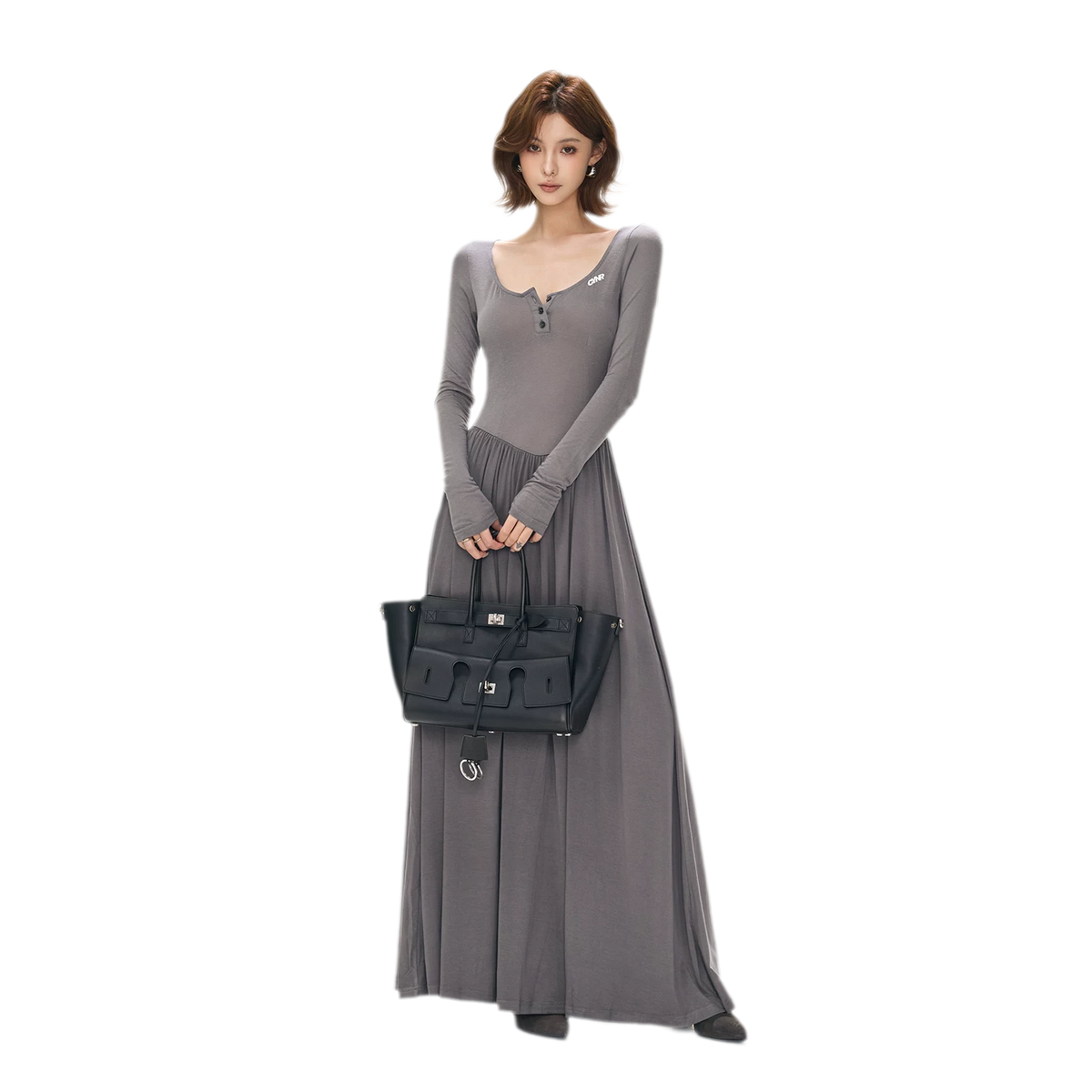 Vintage Square-Neck Paneled Maxi Dress