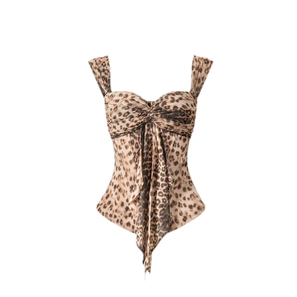 Leopard Mesh Corset Top