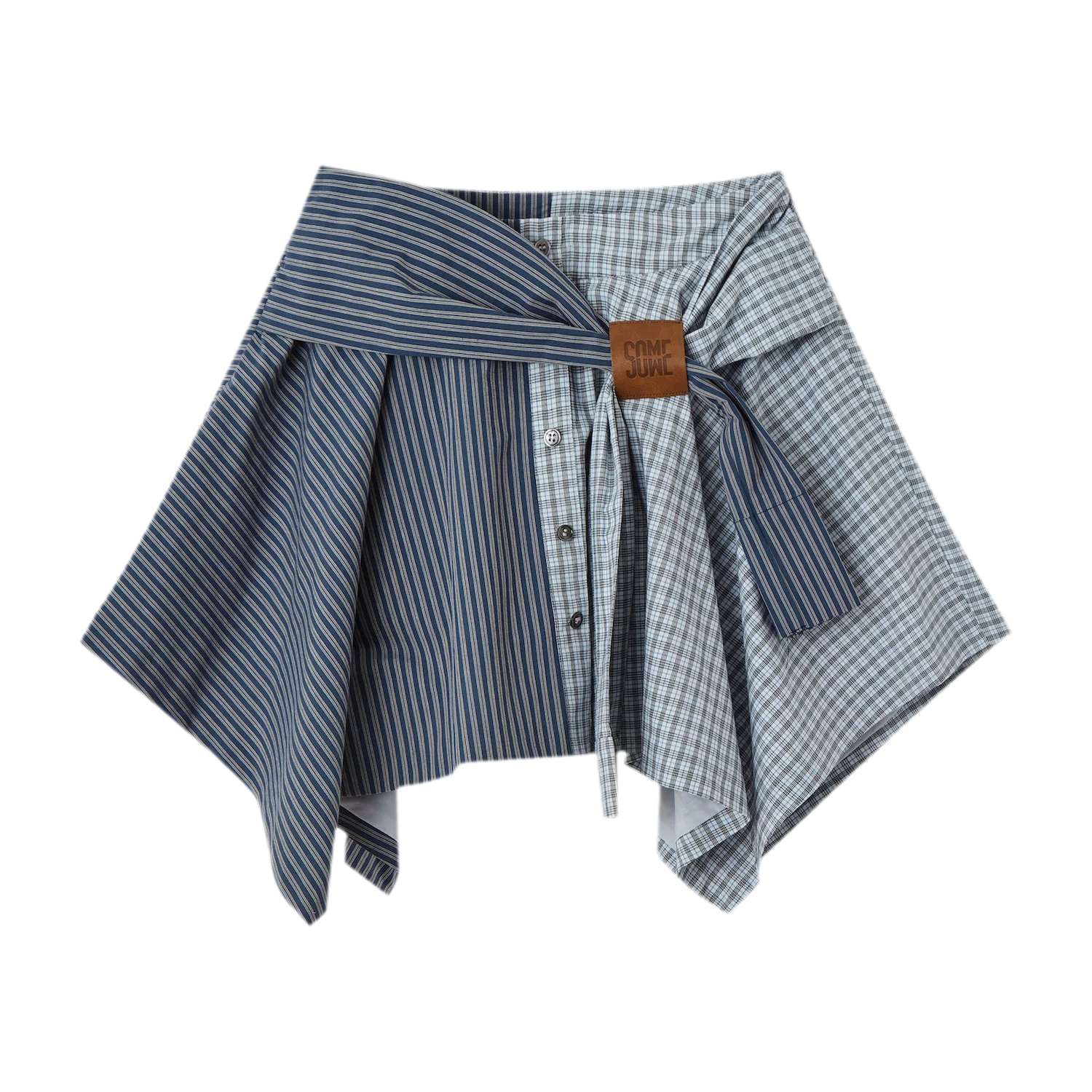 Patchwork Asymmetrical Plaid Skort