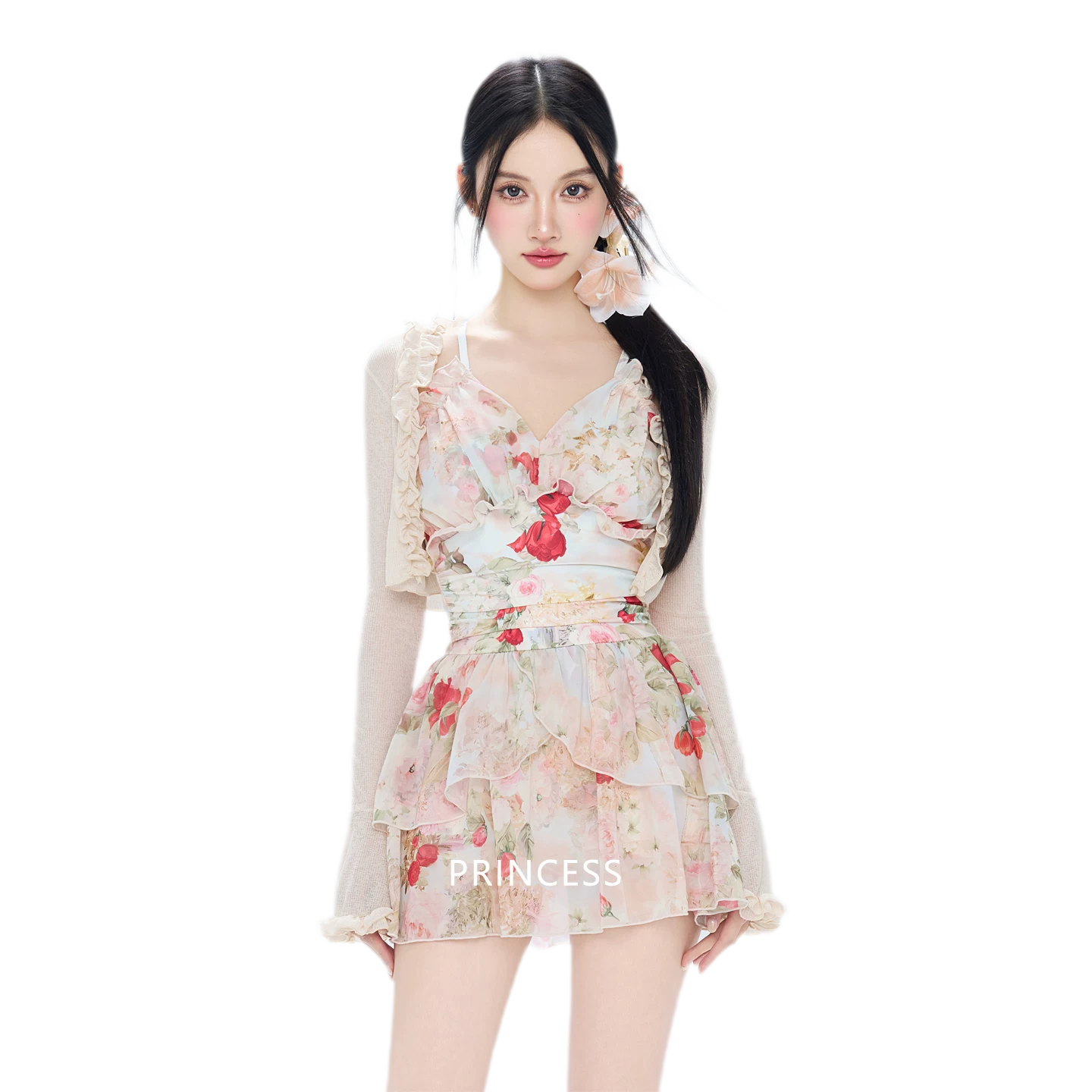 Floral Ruffle Swim Dress