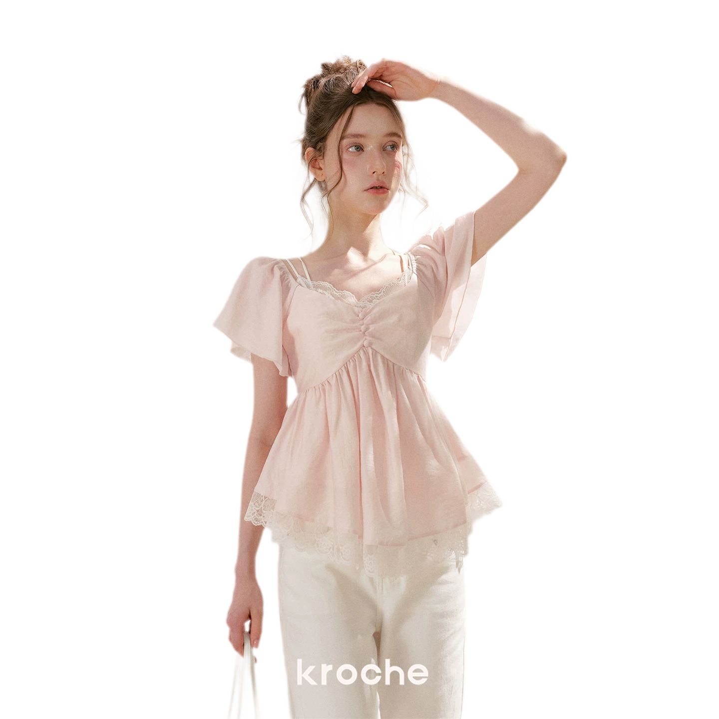 Tencel Lace V-Neck T-Shirt