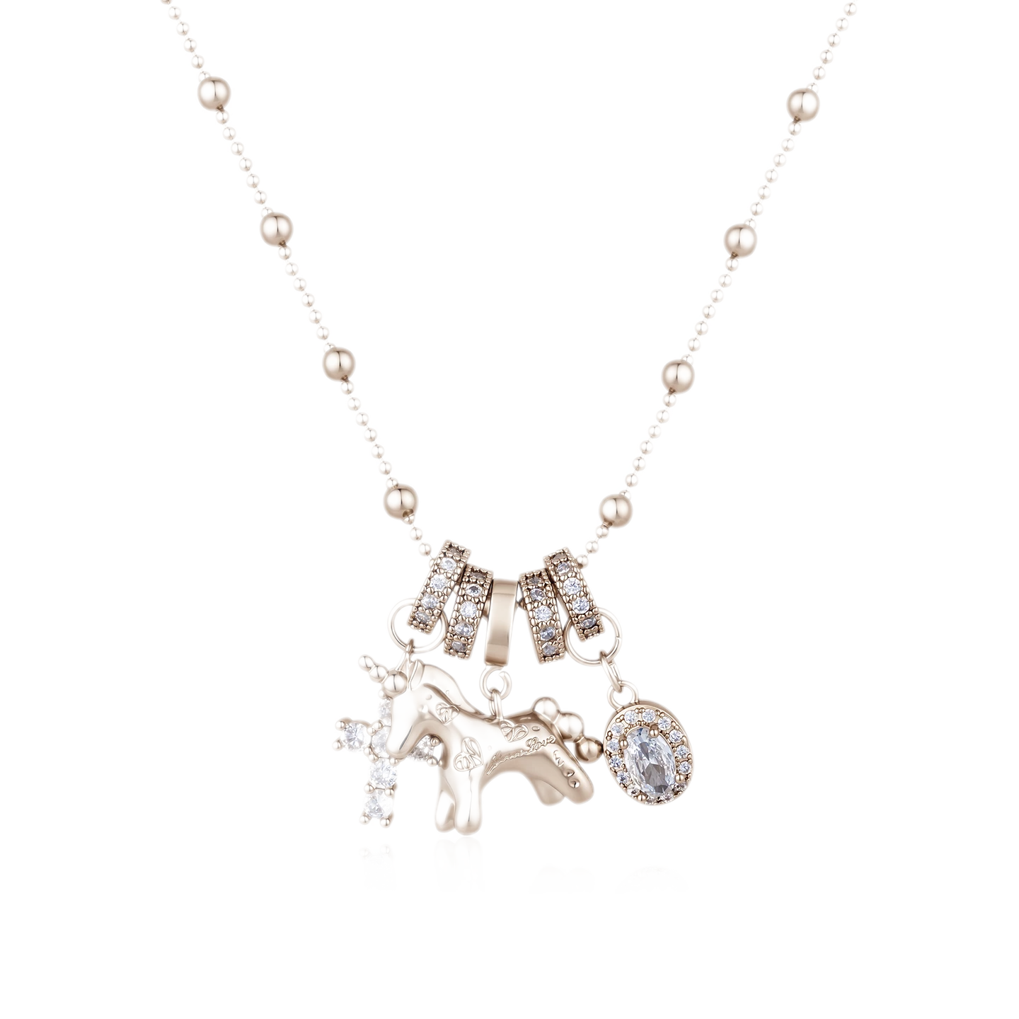 Coffee Gold Beaded Cross Pendant