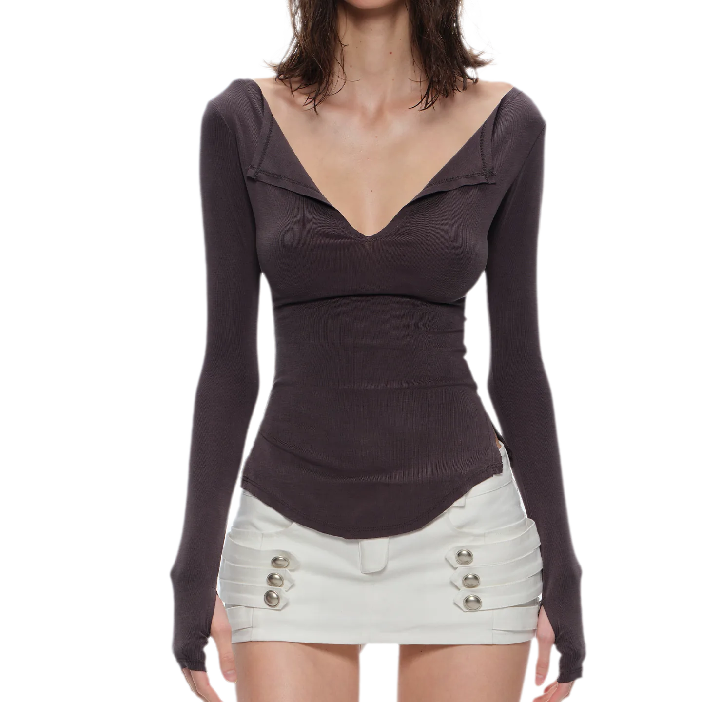 Modal Slim-Fit V-Neck Top