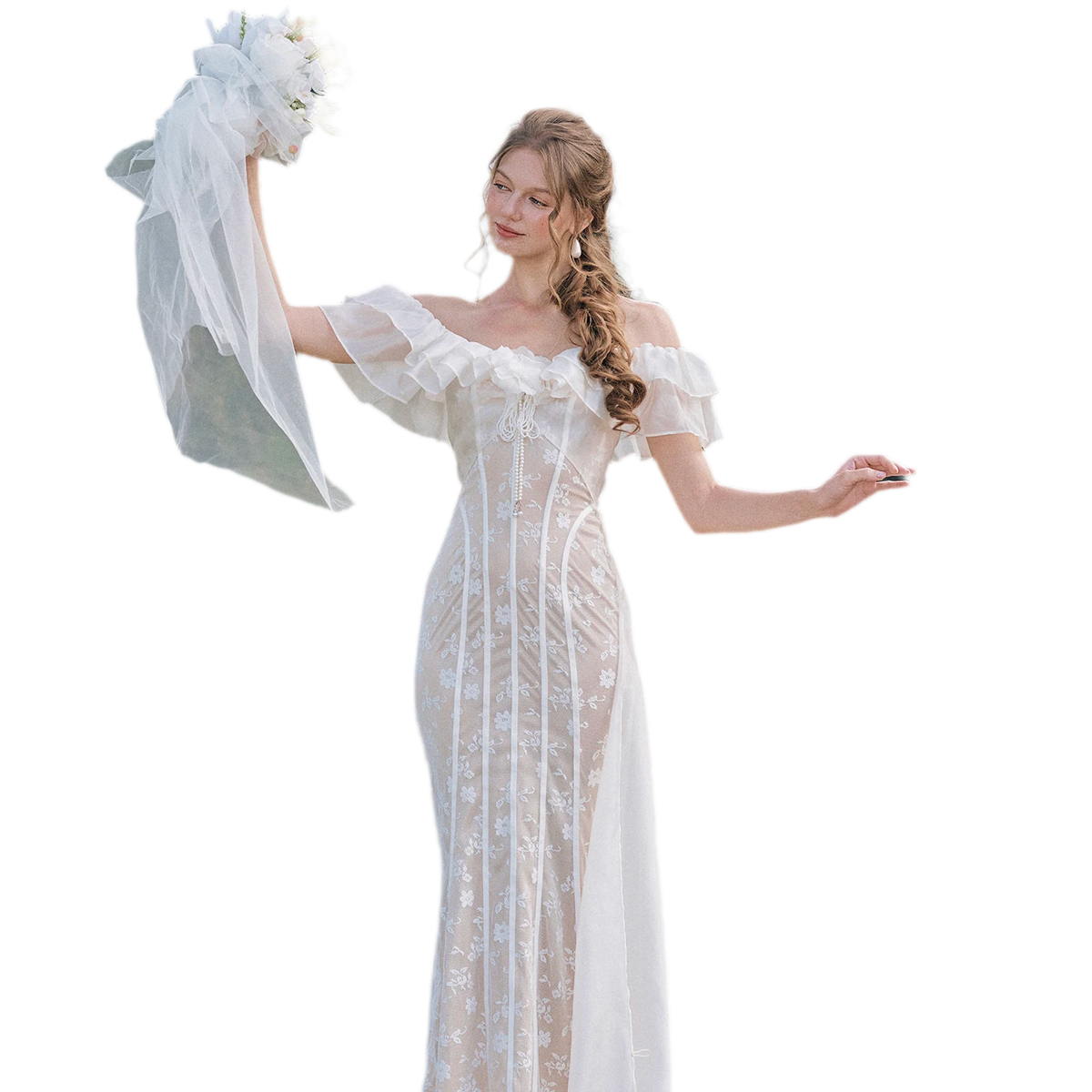 Floral Lace Corset Gown