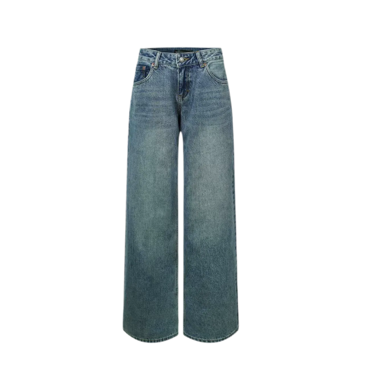 Washed Low-Rise Wide-Leg Jeans