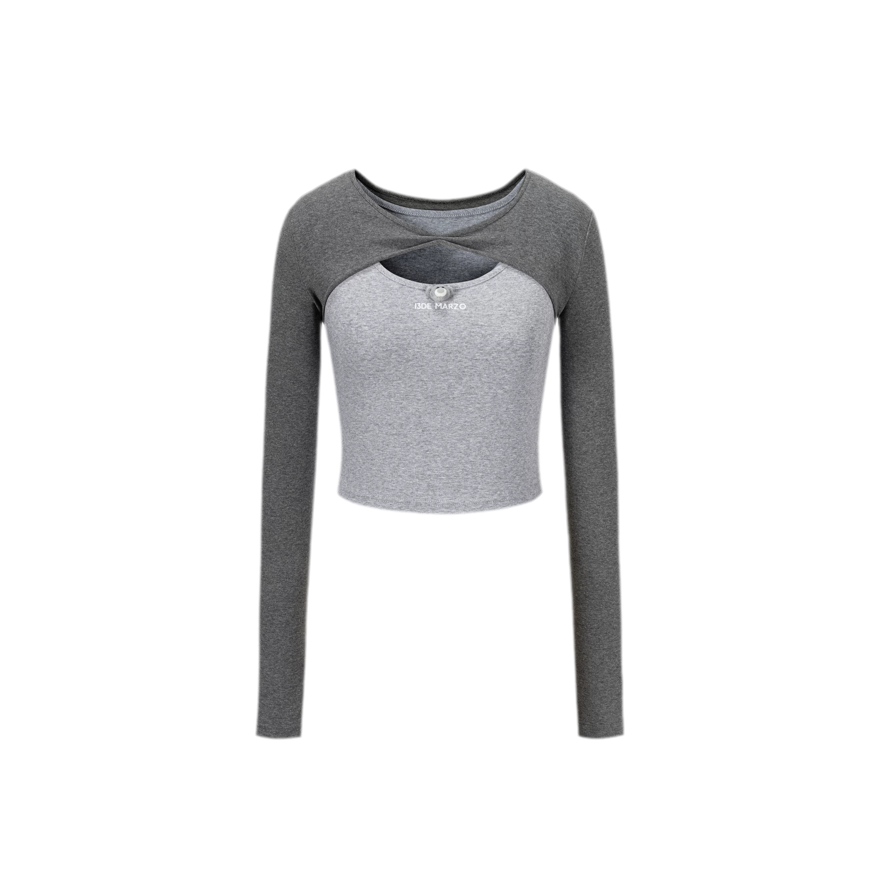 Knit Lace-Up Two-Piece Tee